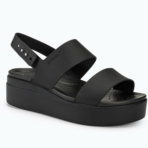 CROCS Black Platform Sandals Sleek Design - Picture 1 of 8